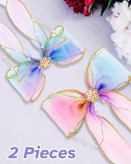 Colorful Rainbow Hair Ribbon Bows Clip