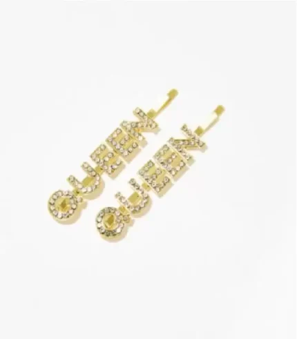 Rhinestones Crystal Queen Letter Hair Pins