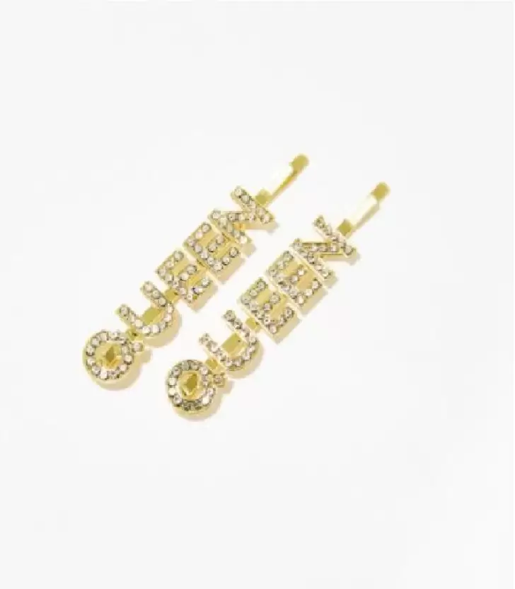 Rhinestones Crystal Queen Letter Hair Pins