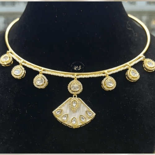 rubela store gold look jewellery best artificial jewellery - 2025-08-06T141943.265 Mother of Pearl Hasli | Elegant Necklace – Rubela Store - Image 1