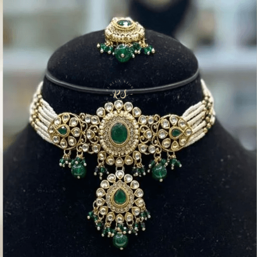rubela store gold look jewellery best artificial jewellery (37) Elegant Green Kundan Set Collection by Rubela Store – Timeless Royalty - Image 1