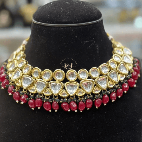 rubela store gold look jewellery best artificial jewellery (47) Rubela Store Red Kundan Set – Regal Radiance in Every Detail - Image 1