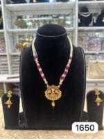 Graceful Gold Look Temple Pendant Set – Rubela Store - Image 2