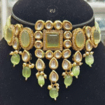 Rubela Golden Kundan Mint Choker Set – A Touch of Royal Grace