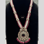 Rubela Royal Elegance – Real Look Golden Polki Pink Long Set by Rubela Store
