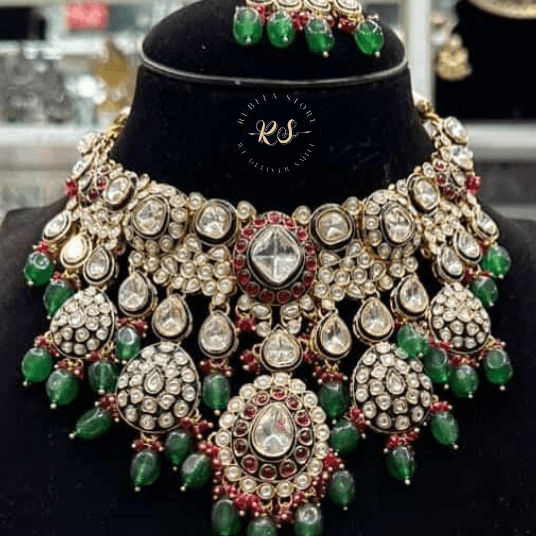 Untitled design - 2025-10-12T154555.733 Rubela Royal Real Look Mina Kari Kundan Rubi Green Set by Rubela Store - Image 1