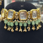 Rubela Golden Kundan Mint Choker Set – A Touch of Royal Grace