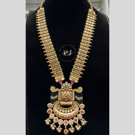 Untitled design (9) Rubela Real Look Golden Mina Kari Long Set – A Royal Work of Art - Image 1