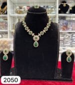 Rubela Elegant Golden Polki Kundan Green Set – Rubela Store - Image 2