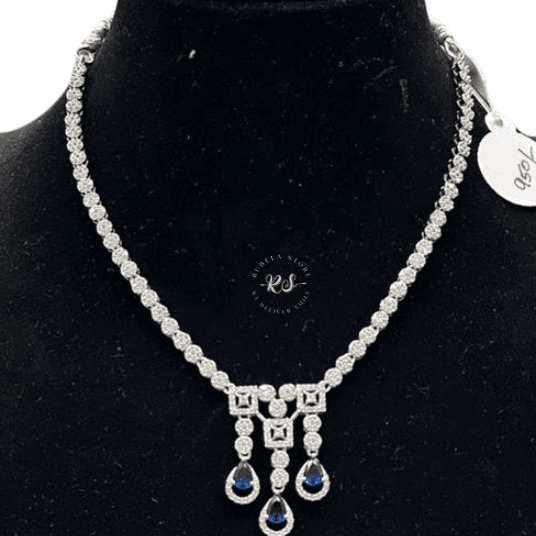 Untitled design (13) Real Look AD Silver Blue Stone Set – Sparkle with Rubela Store - Image 1