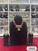 Royal Jadau Short Set with Ruby Green Moti Glow - Image 2