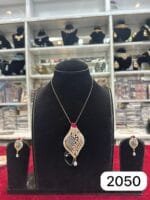 Real Look AD Ruby Stone Pendant Set Without Chain - Image 2