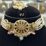Heritage Kundan Choker Set in Mint Pink for a Royal Look