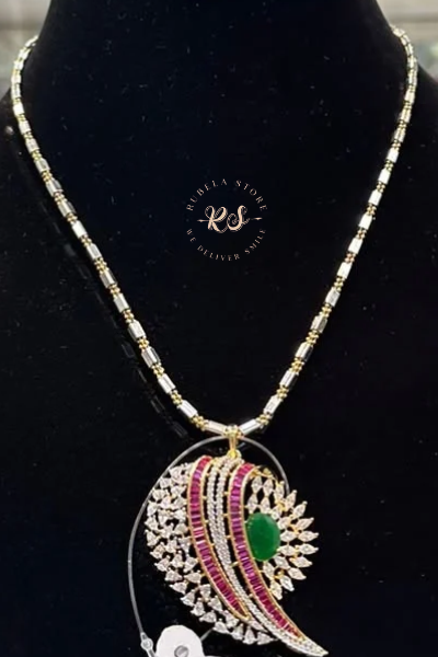 Untitled Design (20) Elegant Diamond Look Pandal Set Without Chain for a Royal Look - Image 1