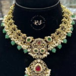 Royal Green Ruby Kundan Jewellery Set for Women