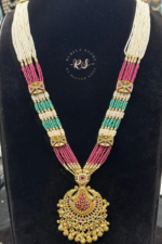 Elegant Real Gold Look Pendant Mala Set for Festive and Traditional Wear