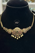 Royal Look Moissanite Choker Set with Ruby and Green Stones