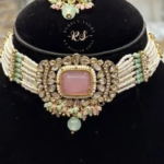 Mint Pink Kundan Choker Set for a Soft and Royal Look
