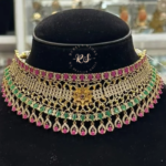 Royal Ruby Green Jadau Choker Set for a Grand Ethnic Look
