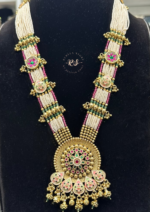 Royal Charm Real Gold Look Meena Kari Pendant Mala Set for Women