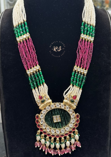 Royal Charm Real Look Kundan Pendant Mala Set for Traditional Elegance