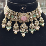 Real Look Kundan Pink Mint Choker Set for Royal Ethnic Elegance