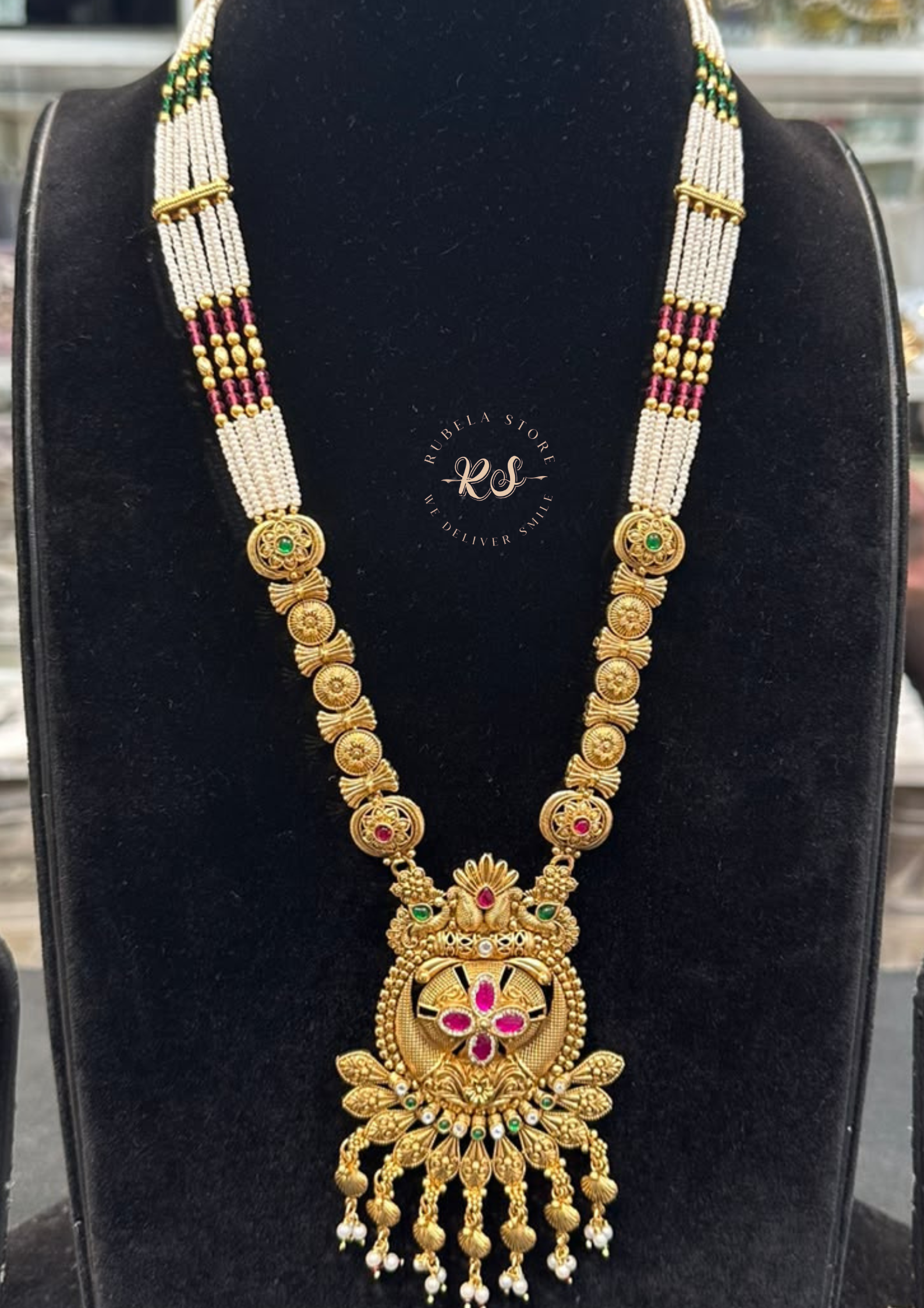 Untitled design (2) Real Look Pendant Mala Set for Women – Traditional Elegance by - Image 1