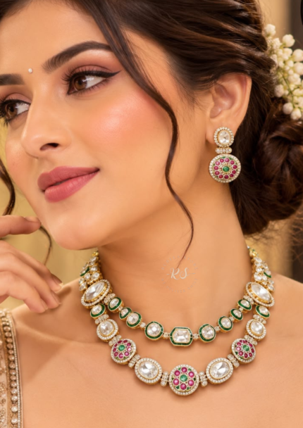 Royal Double Layer Kundan Meenakari Set with Traditional Charm