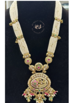 Elegant Real Gold Look Pendant Mala Set for Festive and Traditional Wear