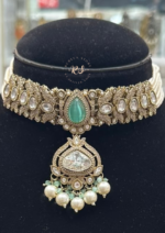 Elegant Mint Green Kundan Polki Choker Set for Women