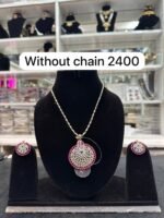 Elegant Diamond Look Pendant Set Without Chain for Women - Image 2