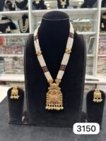 Royal Elegance Real Gold Look Pendant Mala Set for Women - Image 2