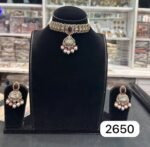 Royal Wine Colour Kundan Polki Choker Set for Women - Image 2